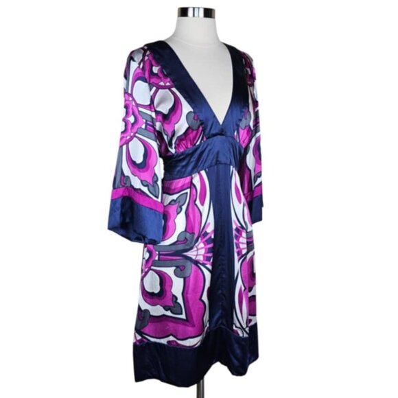 Bebe Silk Kimono Sleeve V-Neck Dress Size M - Picture 5 of 7